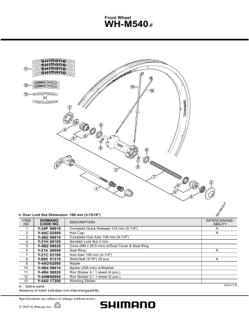 Shimano WH M540 Roda Exploded View Manualzz