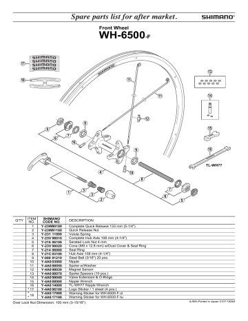 Shimano WH-6500 Roda Exploded View | Manualzz