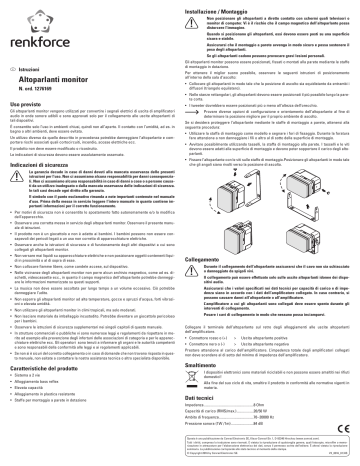 Renkforce Control 150 Passive monitor speaker 9.3 cm 3.75 inch 20 Owner's manual Renkforce Control 150 Passive monitor speaker 9.3 cm 3.75 inch 20 Owner's manual