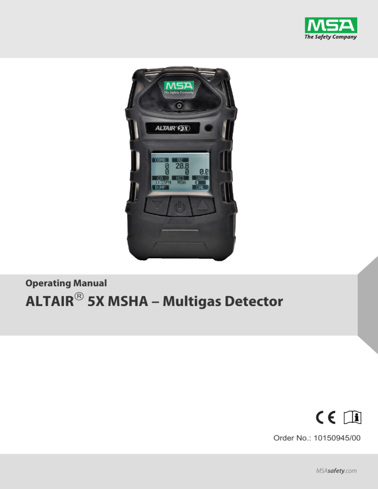 Altair 5X Multigas Detector Owner's manual Altair 5X Multigas Detector Owner's manual