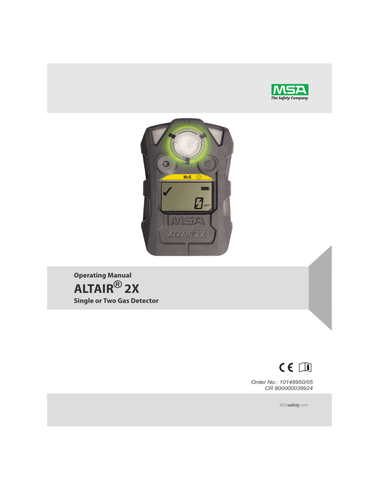 Altair 2X Gas Detector Operating instructions Altair 2X Gas Detector Operating instructions