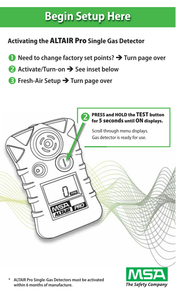 Altair Pro Single-Gas Detector Quick start guide Altair Pro Single-Gas Detector Quick start guide