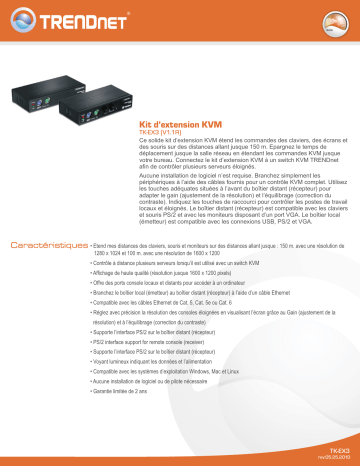 Trendnet TK-EX3 KVM Extension Kit Fiche technique | Manualzz Trendnet TK-EX3 KVM Extension Kit Fiche technique | Manualzz