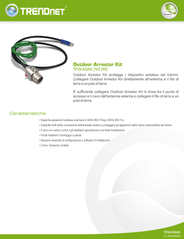 Trendnet TEW-ASAK Outdoor Arrestor Kit Scheda dati | Manualzz Trendnet TEW-ASAK Outdoor Arrestor Kit Scheda dati | Manualzz