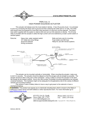 Dakota Digital PDR-2 User manual Dakota Digital PDR-2 User manual