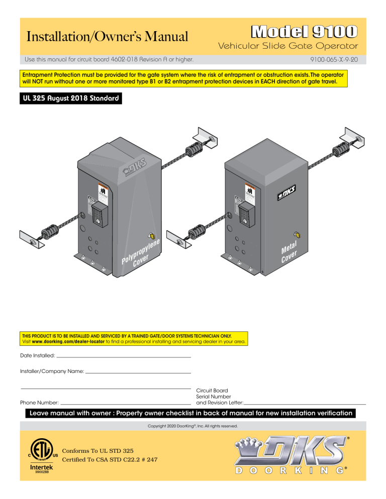 DKS 9100 Aug 2018 - later User manual DKS 9100 Aug 2018 - later User manual