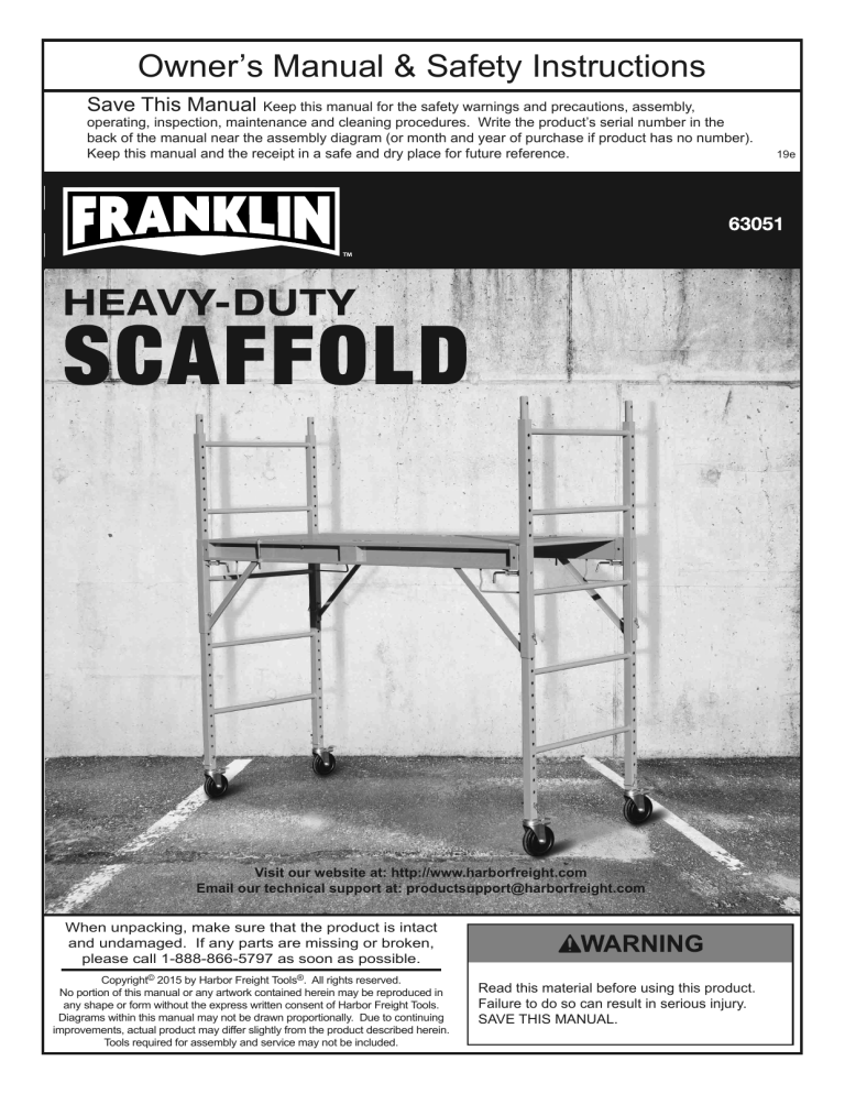Franklin 63051 Owner's manual Franklin 63051 Owner's manual