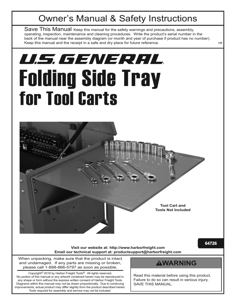 U.S. General Item 64726, 64726 Owner's manual U.S. General Item 64726, 64726 Owner's manual