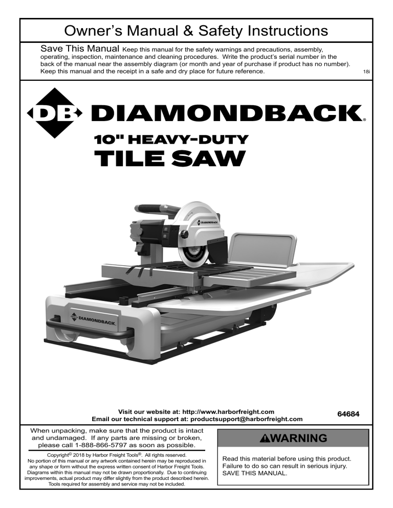 Diamondback 64684 Owner's manual Diamondback 64684 Owner's manual