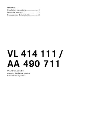 Gaggenau VL 414 111 Installation Instructions Gaggenau VL 414 111 Installation Instructions