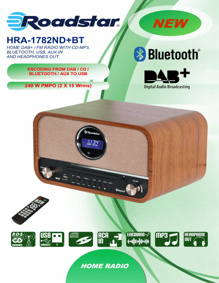 Roadstar HRA-1782ND+BT Datasheet Roadstar HRA-1782ND+BT Datasheet