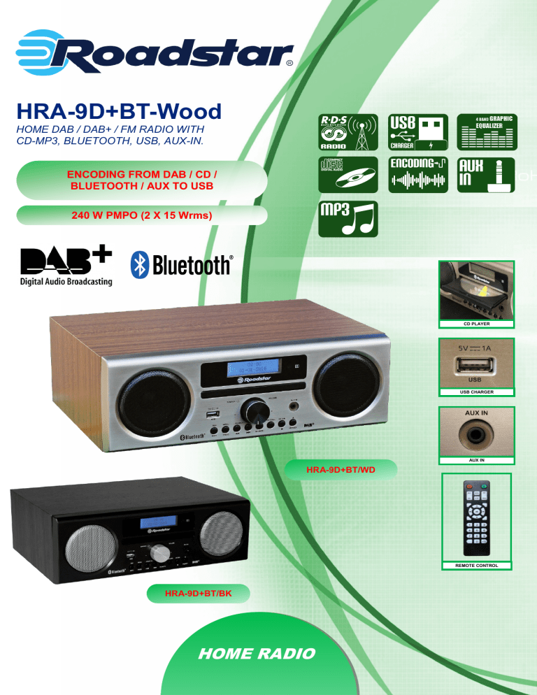 Roadstar HRA-9D+BT-Wood Datasheet Roadstar HRA-9D+BT-Wood Datasheet