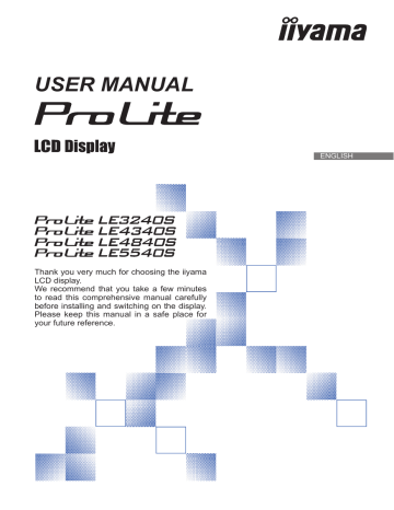 Iiyama ProLite LE3240S-B1 User Manual | Manualzz Iiyama ProLite LE3240S-B1 User Manual | Manualzz