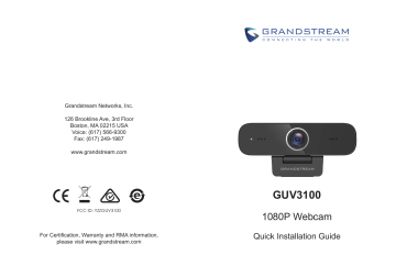 Grandstream GUV3100 User manual Grandstream GUV3100 User manual
