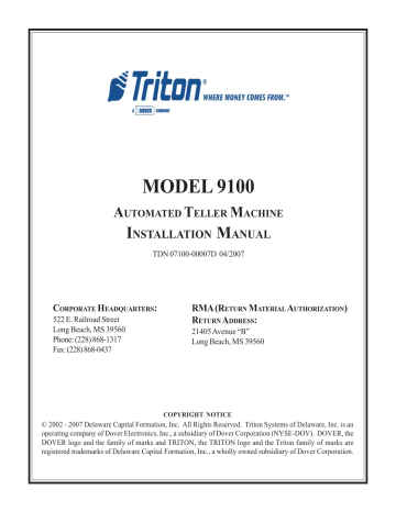 Triton Systems 9100 Series Owner's manual Triton Systems 9100 Series Owner's manual