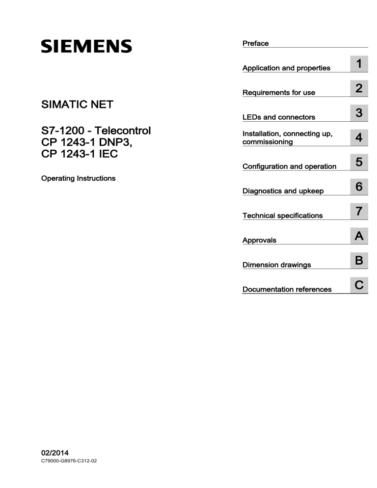 Siemens SIMATIC NET CP 1243-1 DNP3, SIMATIC NET CP 1243-1 IEC, SIMATIC NET S7-1200 User manual Siemens SIMATIC NET CP 1243-1 DNP3, SIMATIC NET CP 1243-1 IEC, SIMATIC NET S7-1200 User manual
