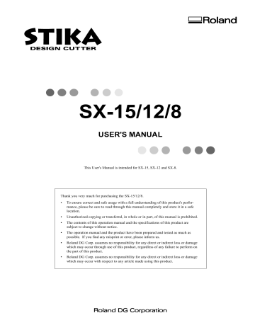 Roland SX-12, SX-15, SX-8 User`s manual | Manualzz