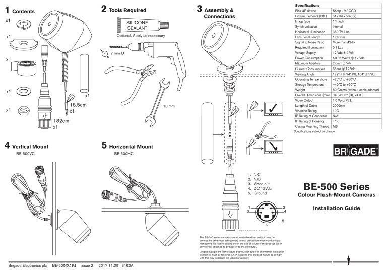 Brigade BE-500XC (2826B)(2828B) Installation guide Brigade BE-500XC (2826B)(2828B) Installation guide