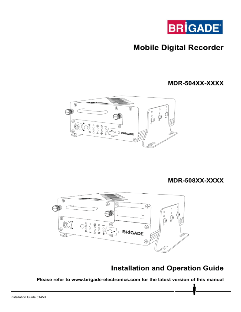 Brigade MDR-504XX-XXXX (Various) User manual Brigade MDR-504XX-XXXX (Various) User manual