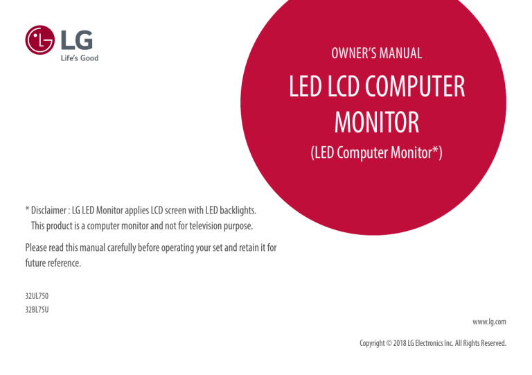 LG 32UL750-W Owner's manual LG 32UL750-W Owner's manual