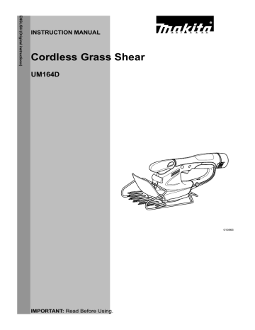 Makita UM164D Cordless Grass Shear User Manual | Manualzz Makita UM164D Cordless Grass Shear User Manual | Manualzz