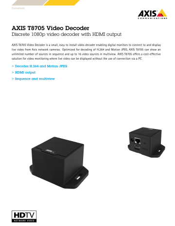 AXIS T8705 Video Decoder Data Sheet | Manualzz