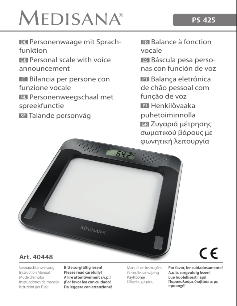 Medisana PS 425 Owner's manual Medisana PS 425 Owner's manual