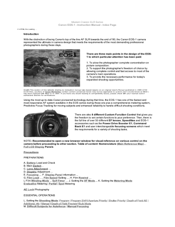 Canon EOS 1 Owner's manual Canon EOS 1 Owner's manual