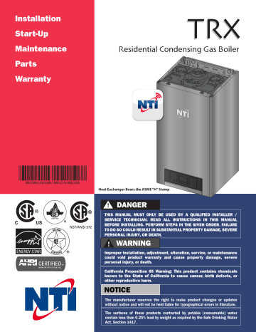 NTI TRX Series, TRX085, TRX110C, TRX120, TRX150C Installation, Start-Up, Maintenance, Parts, Warranty | Manualzz NTI TRX Series, TRX085, TRX110C, TRX120, TRX150C Installation, Start-Up, Maintenance, Parts, Warranty | Manualzz