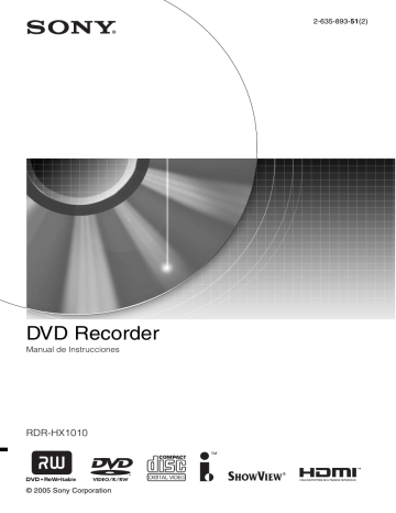 Sony RDRHX1010 El manual del propietario | Manualzz Sony RDRHX1010 El manual del propietario | Manualzz