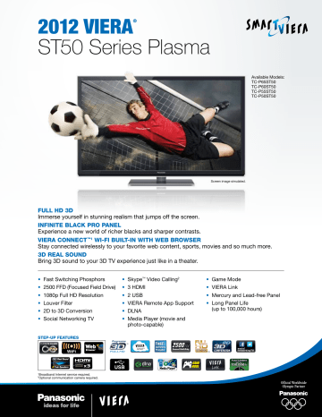 Panasonic TC-P65ST50 Specification Panasonic TC-P65ST50 Specification