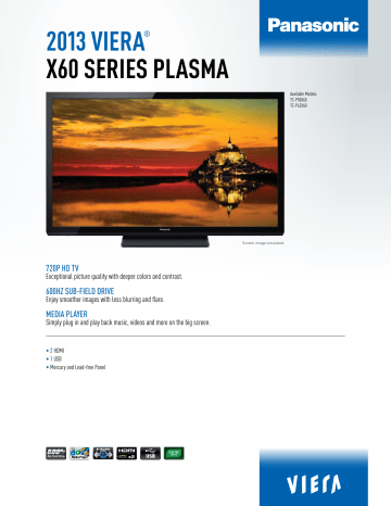 Panasonic TC-P42X60 Specification Panasonic TC-P42X60 Specification