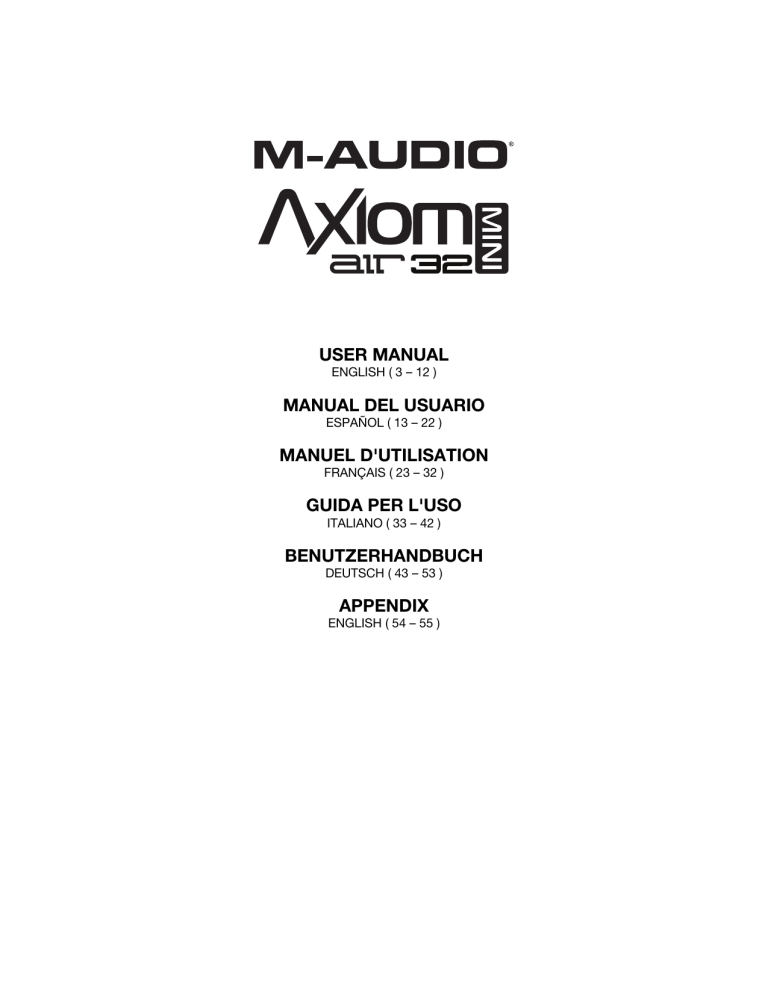M-Audio Axiom AIR Mini 32 User guide M-Audio Axiom AIR Mini 32 User guide
