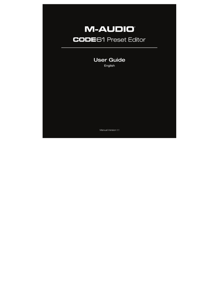 M-Audio Code 61 User guide M-Audio Code 61 User guide