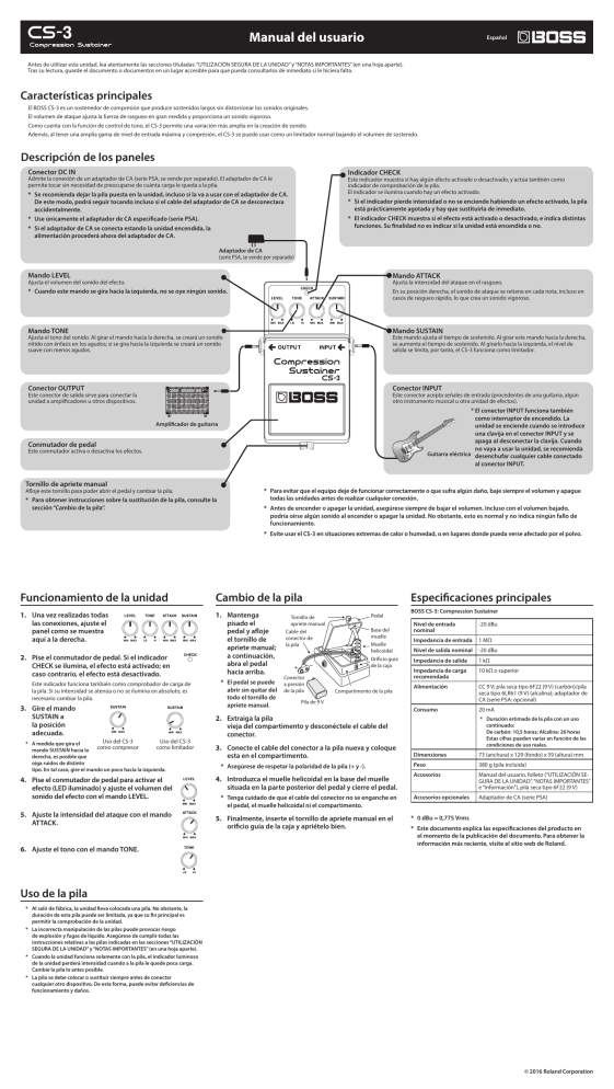 Boss CS-3 Owner's manual Boss CS-3 Owner's manual