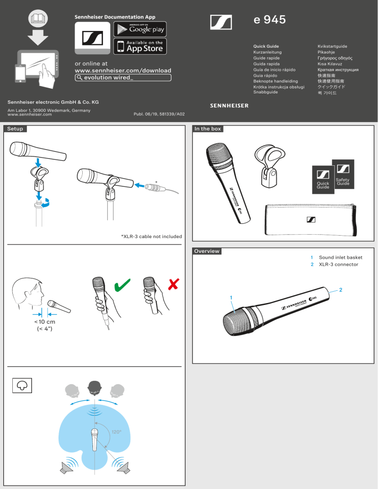 Sennheiser e 945 Quick start guide Sennheiser e 945 Quick start guide