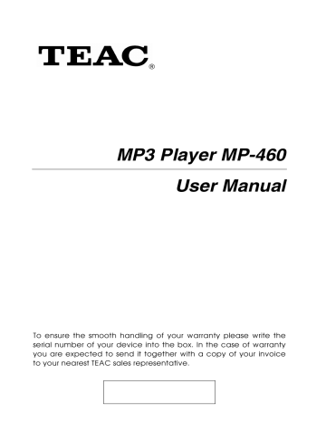 Teac mp 460 4gb Owner Manual | Manualzz Teac mp 460 4gb Owner Manual | Manualzz