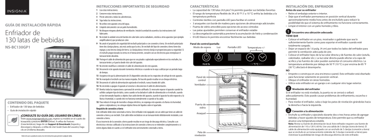 Insignia NS-BC130GP1 Quick setup guide Insignia NS-BC130GP1 Quick setup guide