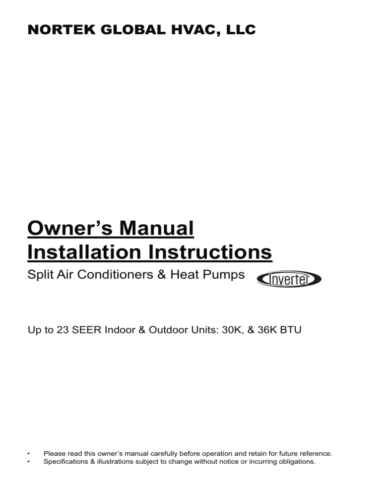 Unbranded 23 SEER Single Zone Installation guide Unbranded 23 SEER Single Zone Installation guide