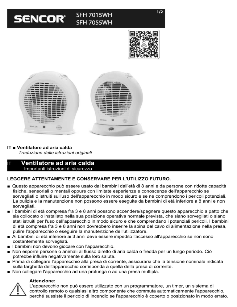 Sencor SFH 7055WH User manual Sencor SFH 7055WH User manual