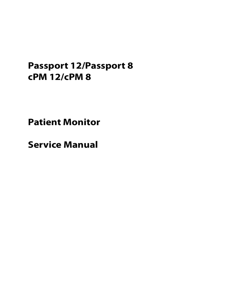 Mindray Passport 12, Passport 8 User manual Mindray Passport 12, Passport 8 User manual