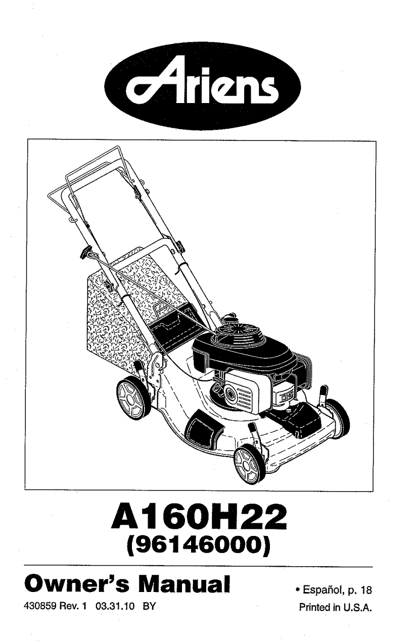 Ariens A H Lawn Mower Owner S Manual Manualzz