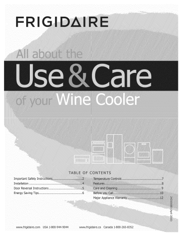 Frigidaire CFWC42F5LS, FFWC42F5LS1, LFWC38F6LS, FFWC38F6LS, FFWC42F5LS, CFWC38F6LS, LFWC42F5LS Owner's manual Frigidaire CFWC42F5LS, FFWC42F5LS1, LFWC38F6LS, FFWC38F6LS, FFWC42F5LS, CFWC38F6LS, LFWC42F5LS Owner's manual