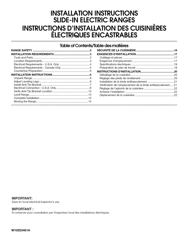 Jenn-Air JES8750CAB00, JES8850CAS02 Installation guide Jenn-Air JES8750CAB00, JES8850CAS02 Installation guide