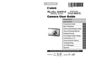 Canon SD870IS Owner's manual Canon SD870IS Owner's manual