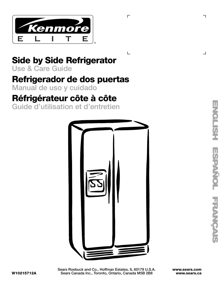 Kenmore Elite 10658976705, 10658979705 Owner's manual Kenmore Elite 10658976705, 10658979705 Owner's manual