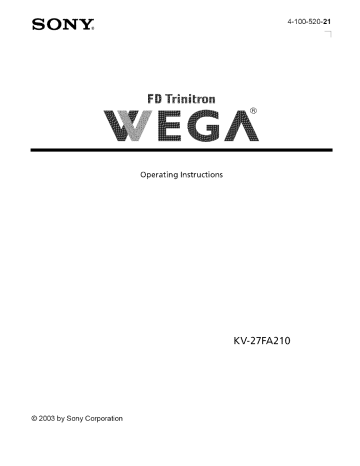 Sony KV-27FA210 Owner's manual Sony KV-27FA210 Owner's manual