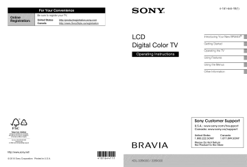Sony KDL-32BX300 Owner's manual Sony KDL-32BX300 Owner's manual