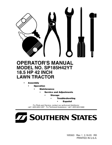 Southern States 96012002400, SP185H42YT Owner's manual Southern States 96012002400, SP185H42YT Owner's manual