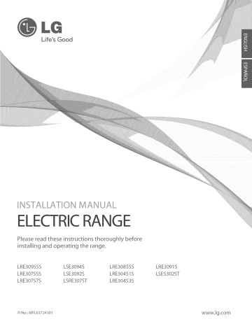 LG LRE30453ST/01 Installation guide LG LRE30453ST/01 Installation guide